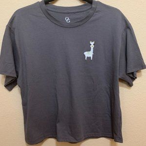 Organic Generation Crop top with Embroidered Llama